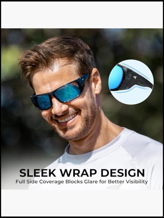 Polarized Wrap Sport Fishing Sunglasses with PuriVex Lens Coating